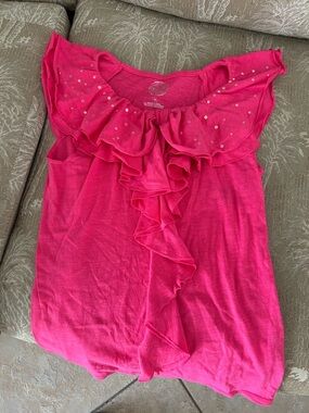 SO Girls Ruffle Front Sleeveless Top - Hot Pink